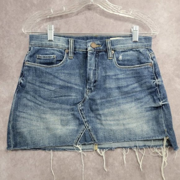 Blank NYC Light Distressed Raw Hem Denim Mini Skirt size 26 - Picture 1 of 11